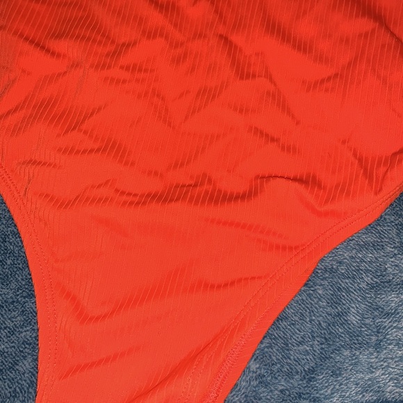 Bright orange ribbed one piece - Picture 2 of 6